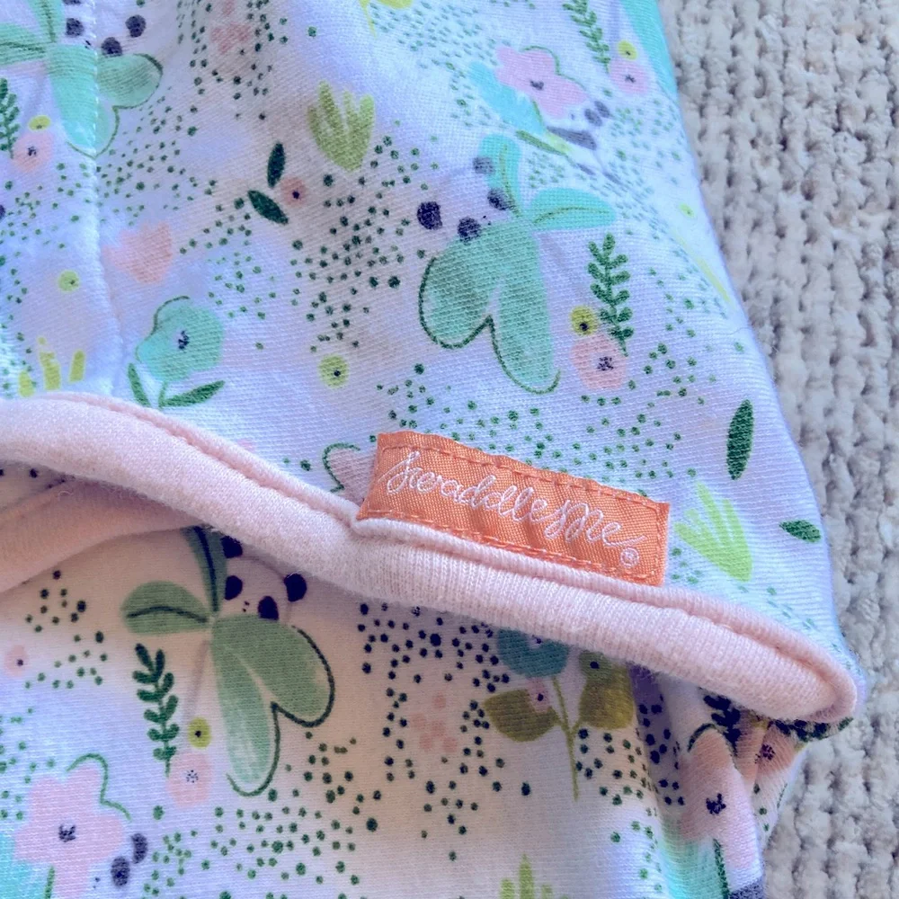 SwaddleMe Sleepsack‎ Floral Mint Pink 100% Cotton Sm/Med 7-14lbs